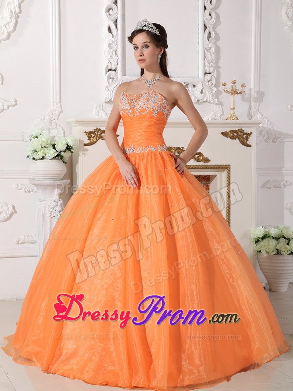 Loveland CO Orange Sweet Sixteen Quinceanera Dress with Appliques