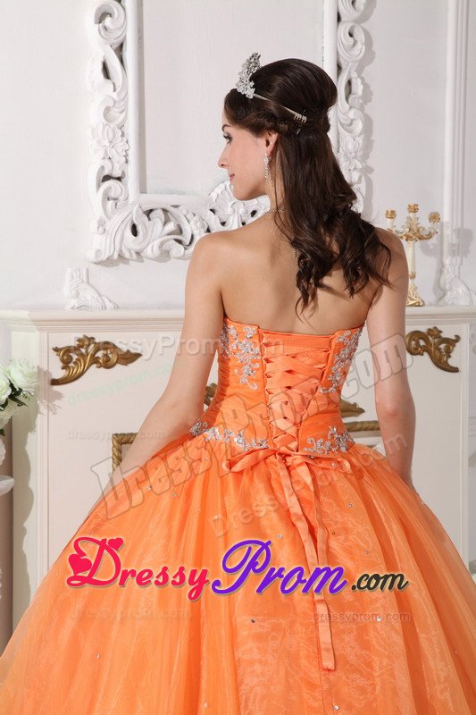 Loveland CO Orange Sweet Sixteen Quinceanera Dress with Appliques