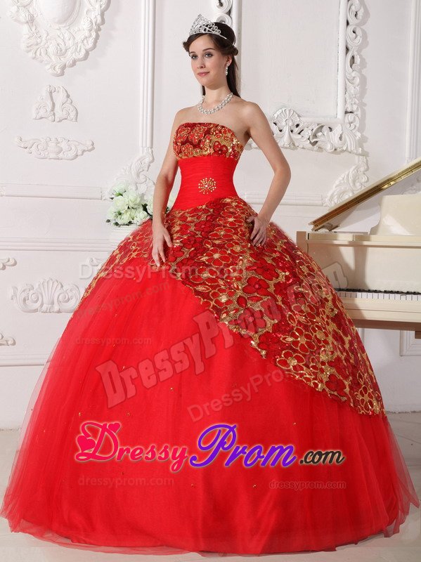 Lakewood CO Beaded and Ruched Red Strapless Quinceanera Dresses