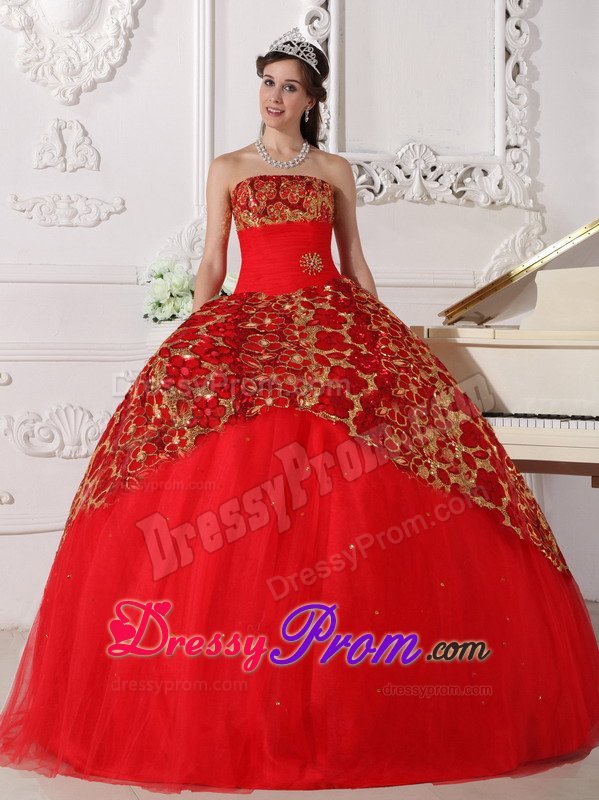 Lakewood CO Beaded and Ruched Red Strapless Quinceanera Dresses
