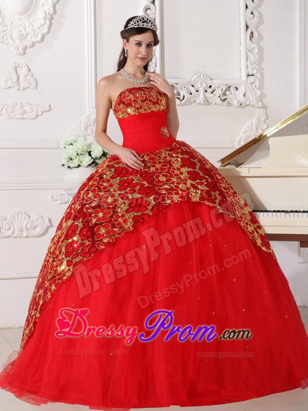 Lakewood CO Beaded and Ruched Red Strapless Quinceanera Dresses