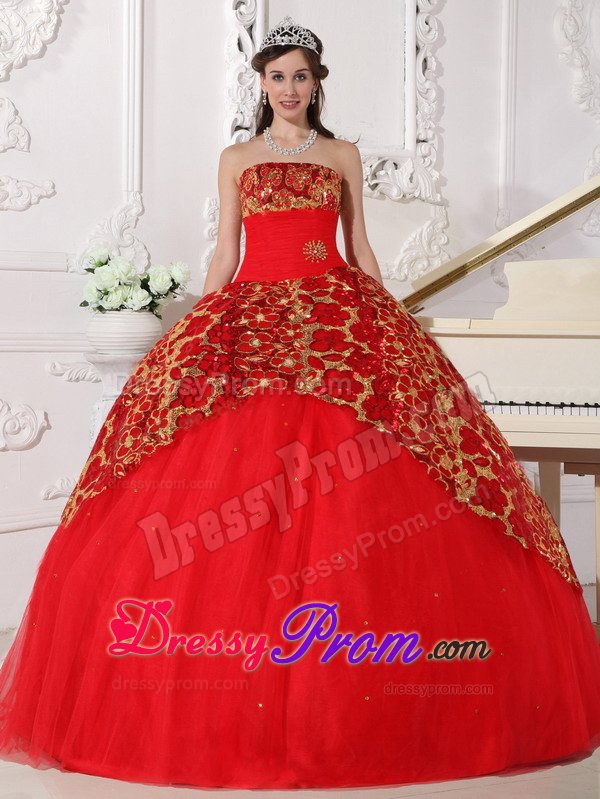 Lakewood CO Beaded and Ruched Red Strapless Quinceanera Dresses