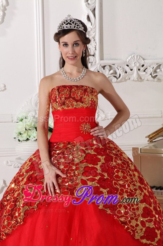 Lakewood CO Beaded and Ruched Red Strapless Quinceanera Dresses