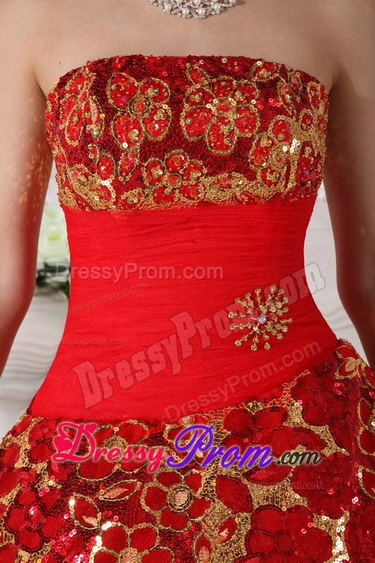 Lakewood CO Beaded and Ruched Red Strapless Quinceanera Dresses