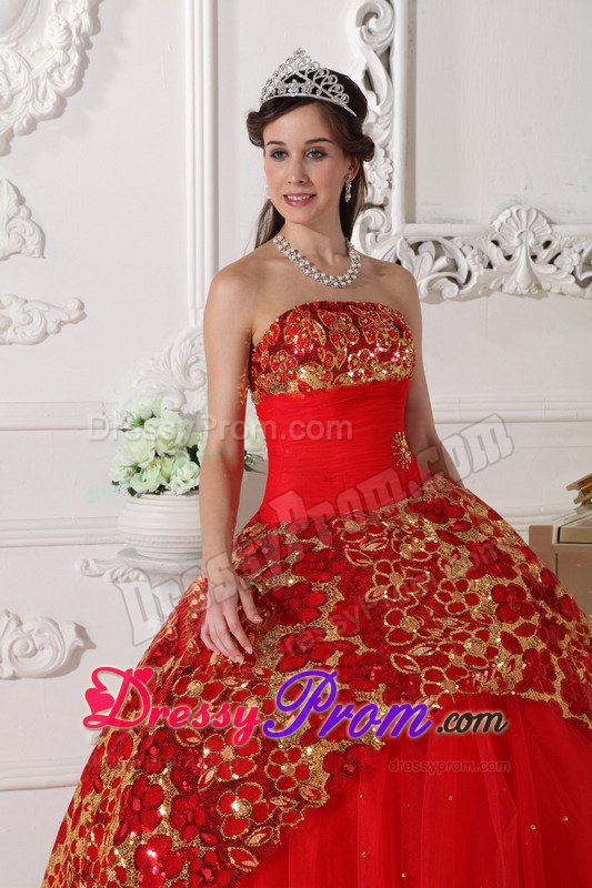 Lakewood CO Beaded and Ruched Red Strapless Quinceanera Dresses
