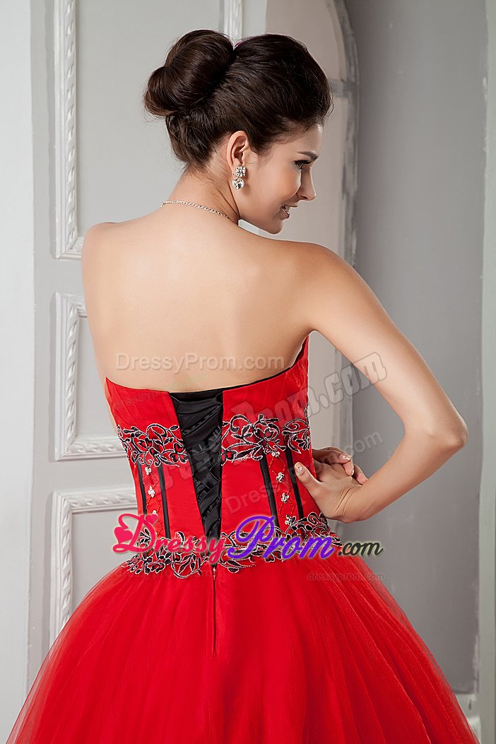 Grand Junction CO Red Sweetheart Tulle Appliqued Quince Dresses