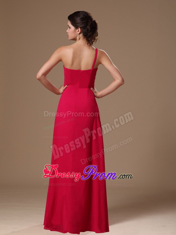 New Arrival Coral Red One Shoulder Beaded Homecoming Prom Gowns