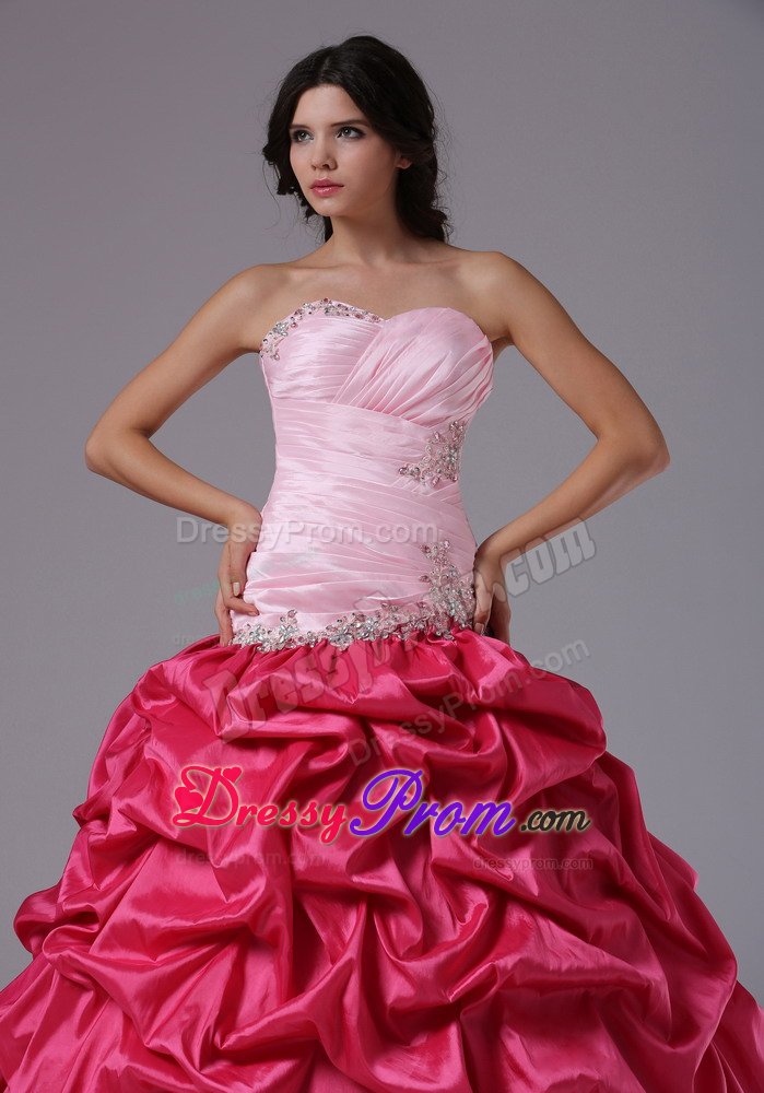 Pink Ball Gown Formal Dresses with Ruched Beading Sweetheart