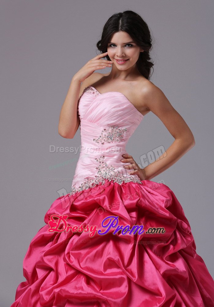 Pink Ball Gown Formal Dresses with Ruched Beading Sweetheart