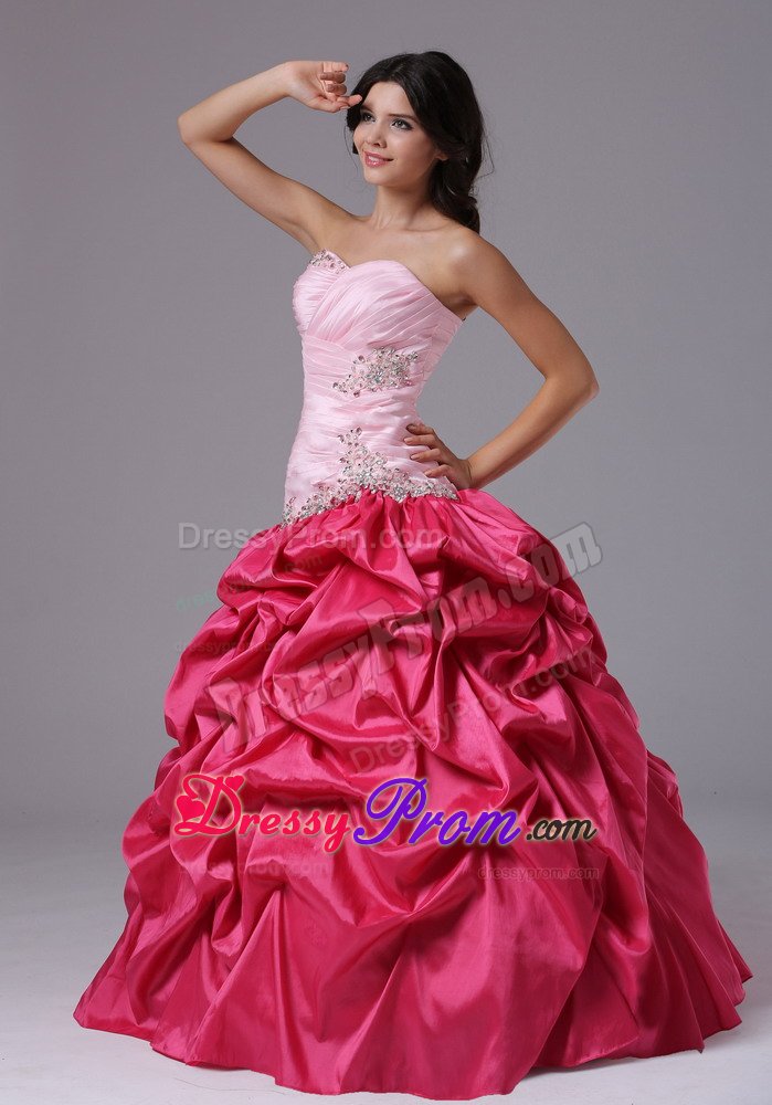 Pink Ball Gown Formal Dresses with Ruched Beading Sweetheart