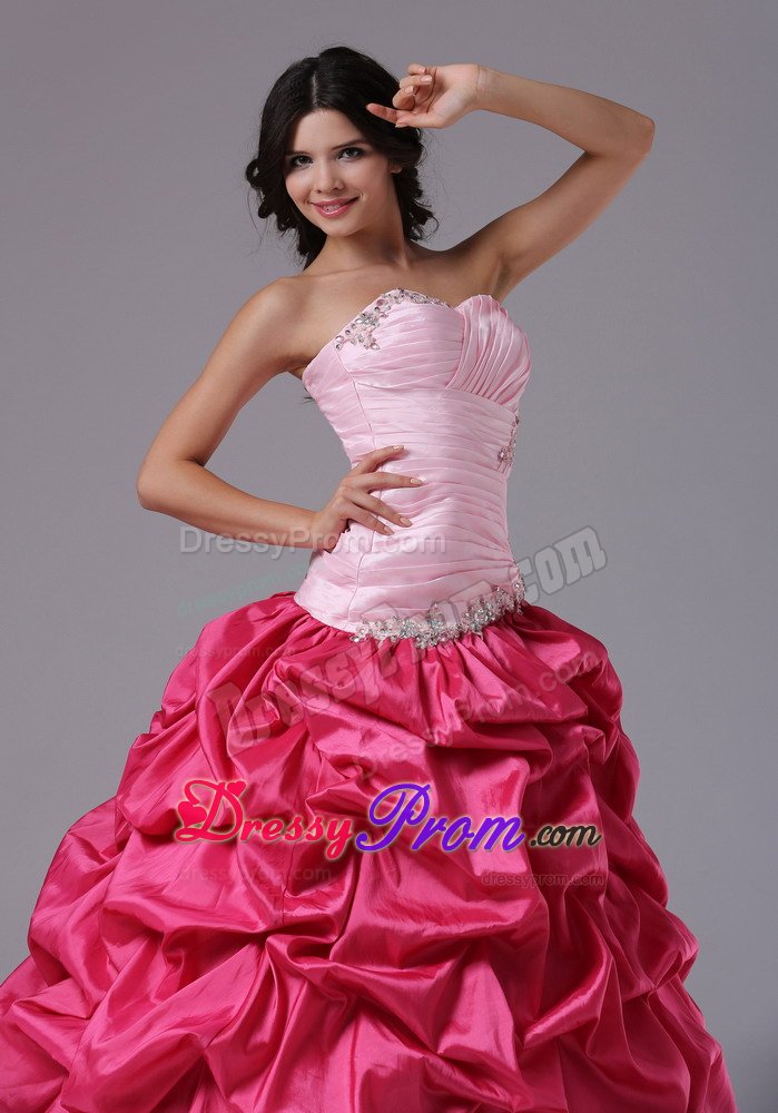 Pink Ball Gown Formal Dresses with Ruched Beading Sweetheart