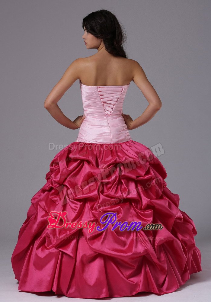 Pink Ball Gown Formal Dresses with Ruched Beading Sweetheart