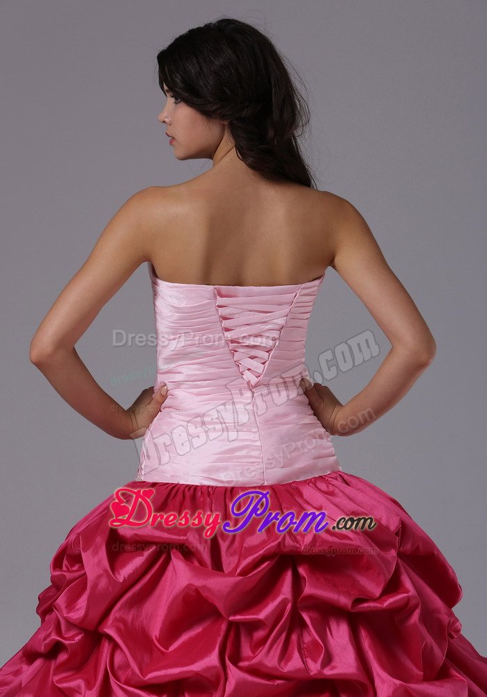 Pink Ball Gown Formal Dresses with Ruched Beading Sweetheart