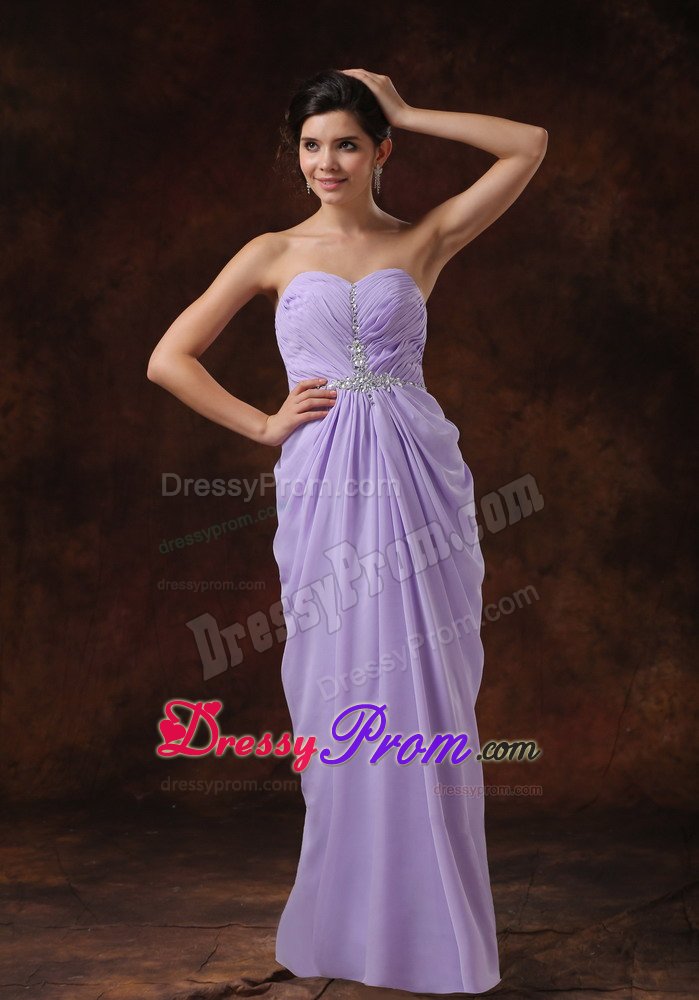 Beading Lilac Column Sweetheart Prom Dress Floor-length
