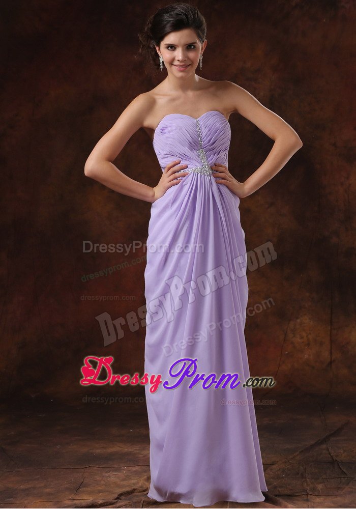 Beading Lilac Column Sweetheart Prom Dress Floor-length