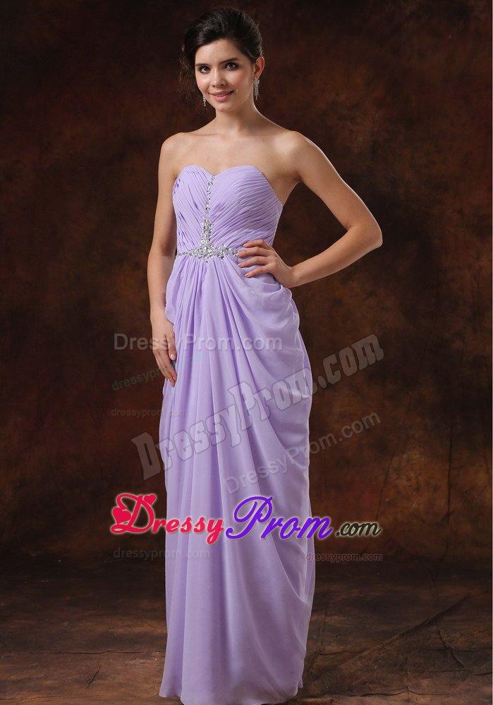 Beading Lilac Column Sweetheart Prom Dress Floor-length