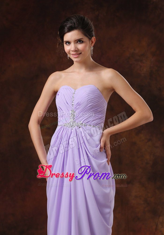 Beading Lilac Column Sweetheart Prom Dress Floor-length