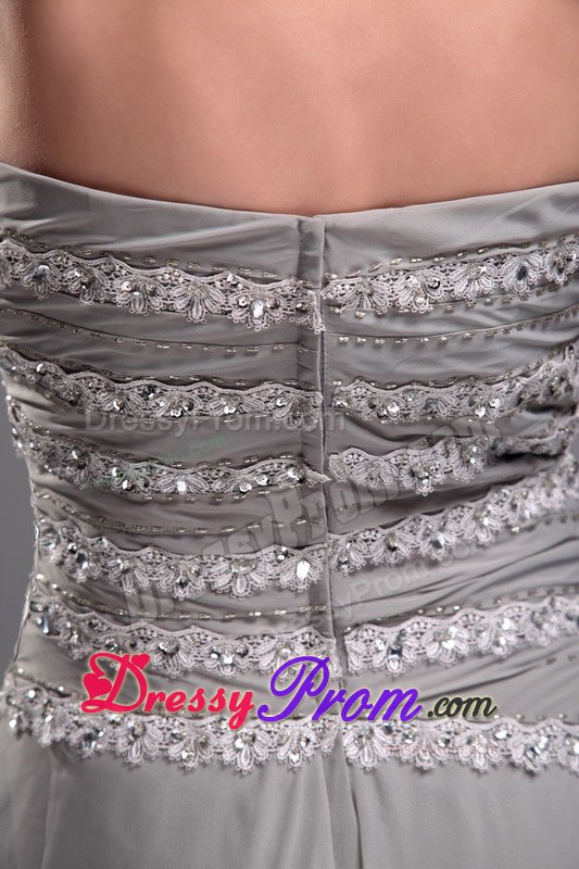 Sweetheart Brush Train Appliques Grey Prom Graduation Dress