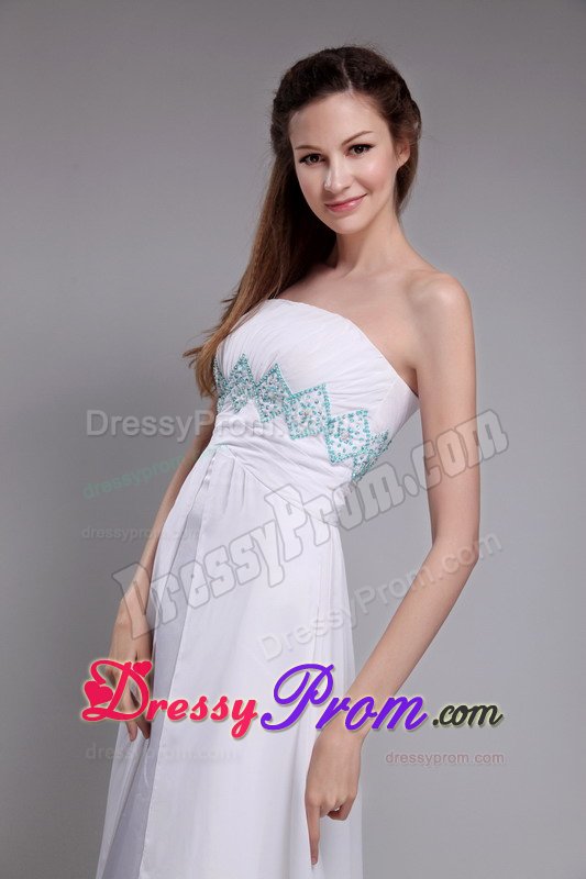 Strapless Floor-length Beading White Junior Prom and Senior Prom