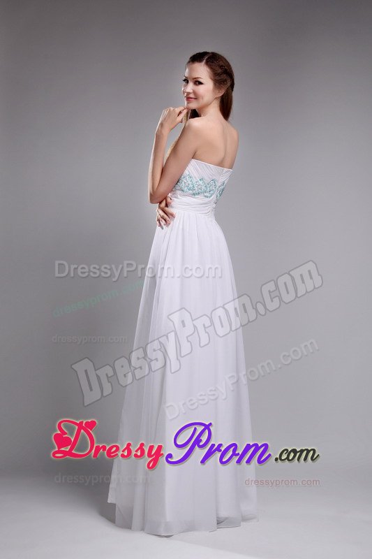 Strapless Floor-length Beading White Junior Prom and Senior Prom