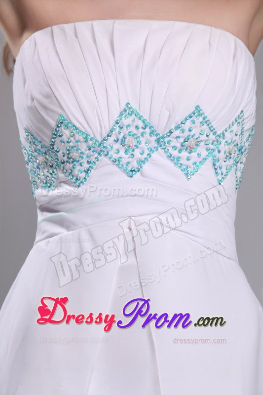 Strapless Floor-length Beading White Junior Prom and Senior Prom
