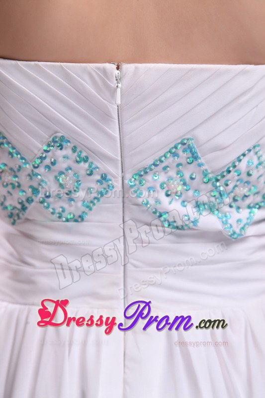 Strapless Floor-length Beading White Junior Prom and Senior Prom