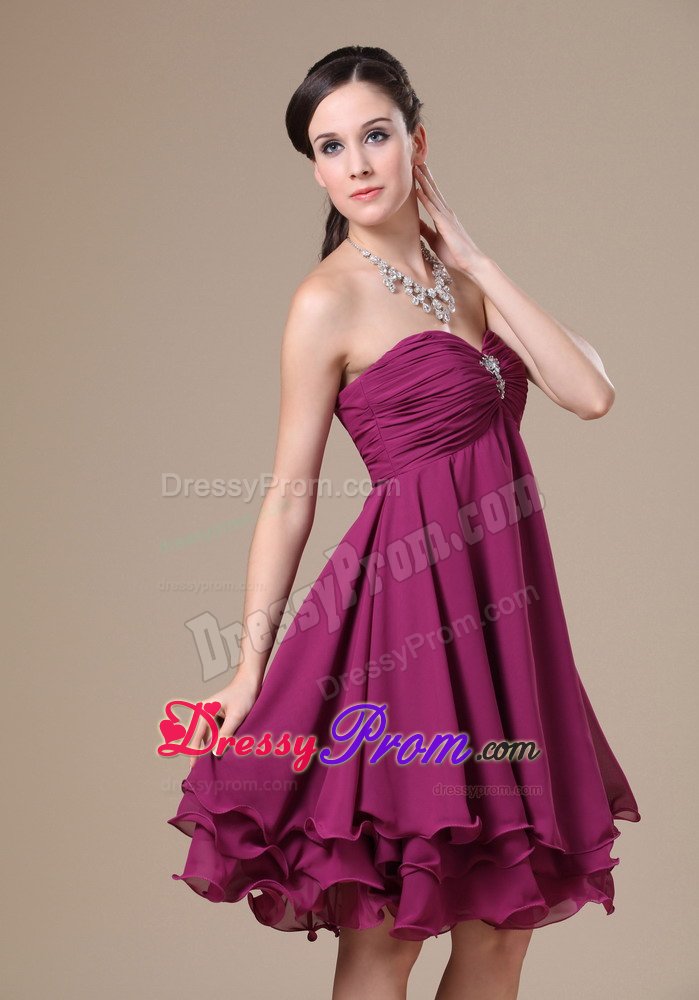 Fuchsia Pleated Prom Homecoming Dress Sweetheart Knee-length