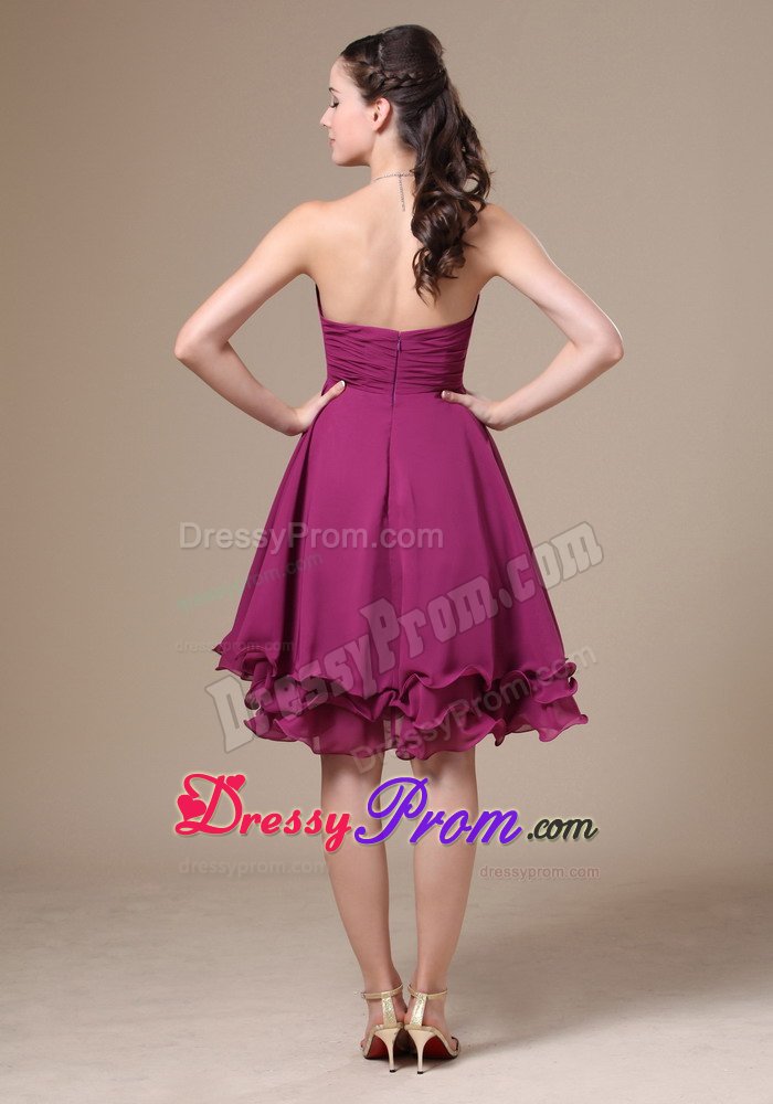 Fuchsia Pleated Prom Homecoming Dress Sweetheart Knee-length