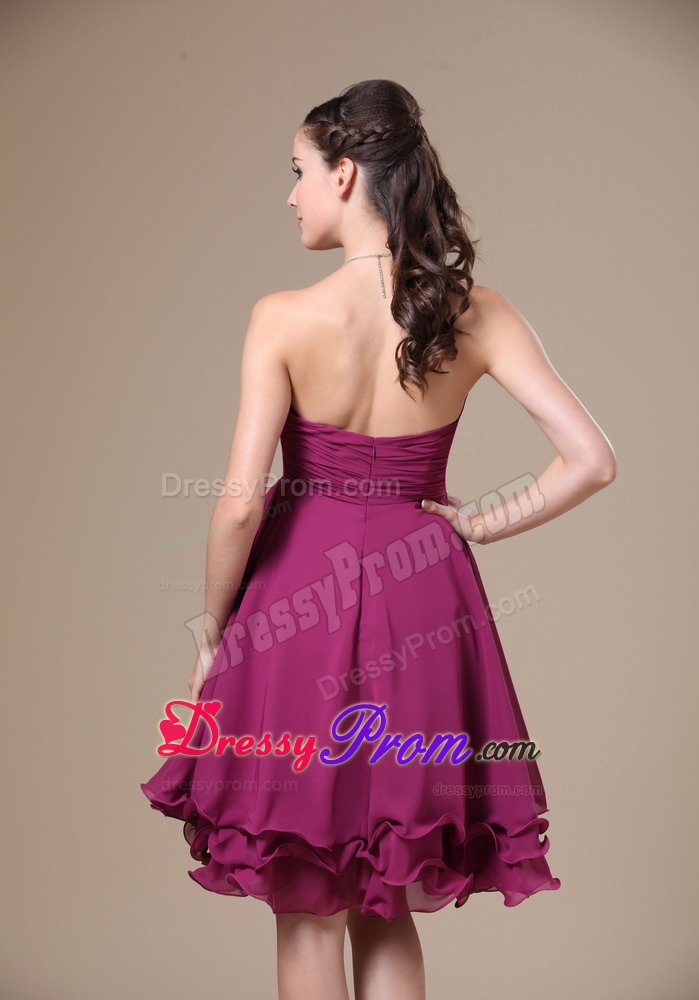 Fuchsia Pleated Prom Homecoming Dress Sweetheart Knee-length