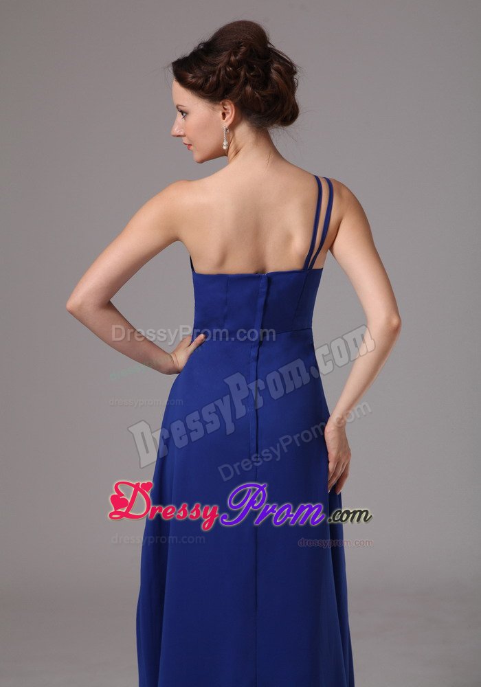 Royal Blue One Shoulder Appliques Prom Nightclub Dress