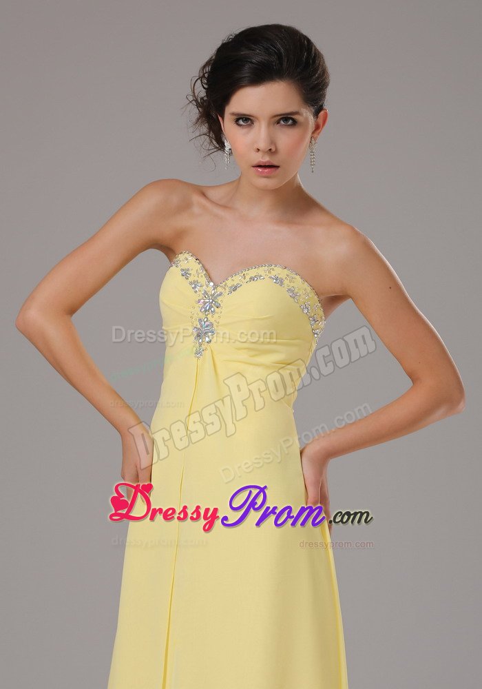 Empire Sweetheart Beading Yellow Dresses For Debutante Ball