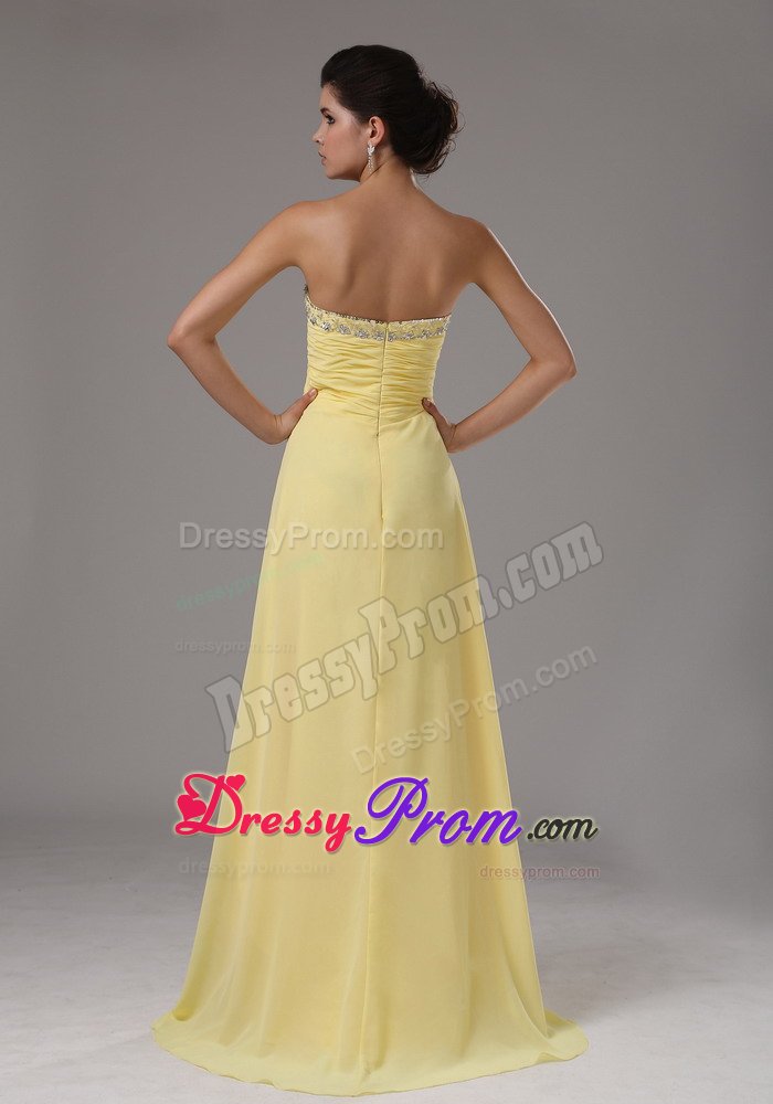 Empire Sweetheart Beading Yellow Dresses For Debutante Ball