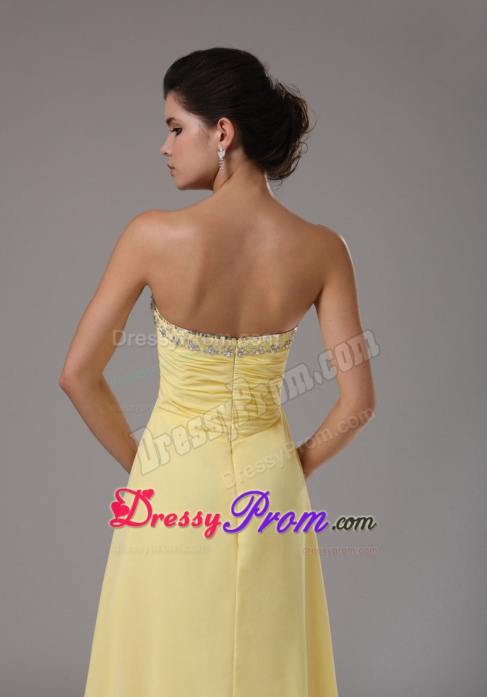 Empire Sweetheart Beading Yellow Dresses For Debutante Ball