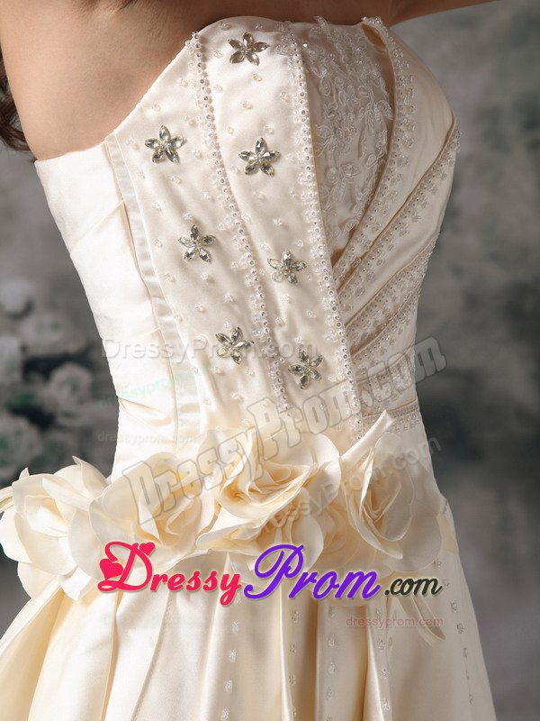 Empire Strapless Beige Prom Bridesmaid Dress with Sash