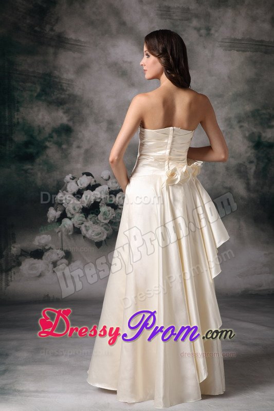 Empire Strapless Beige Prom Bridesmaid Dress with Sash