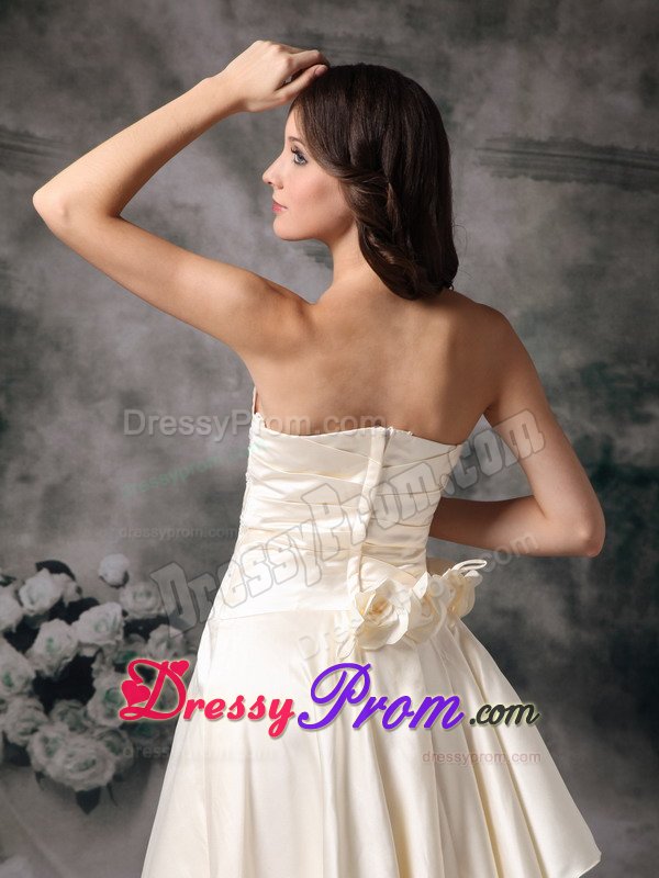 Empire Strapless Beige Prom Bridesmaid Dress with Sash