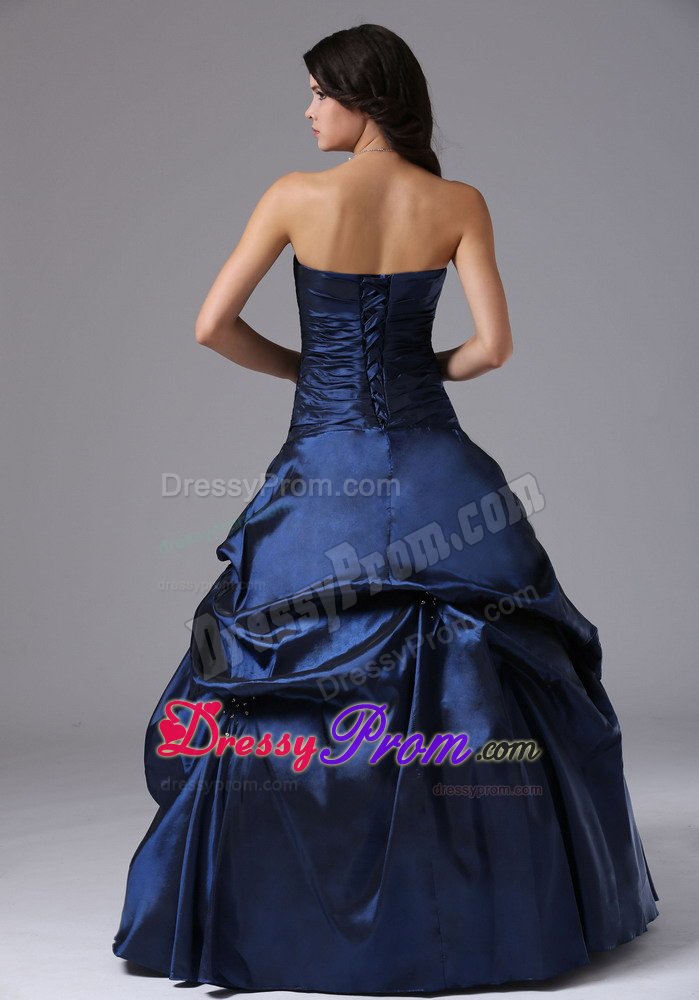 Beading Strapless Navy Blue Pick-ups Formal Dresses 2013