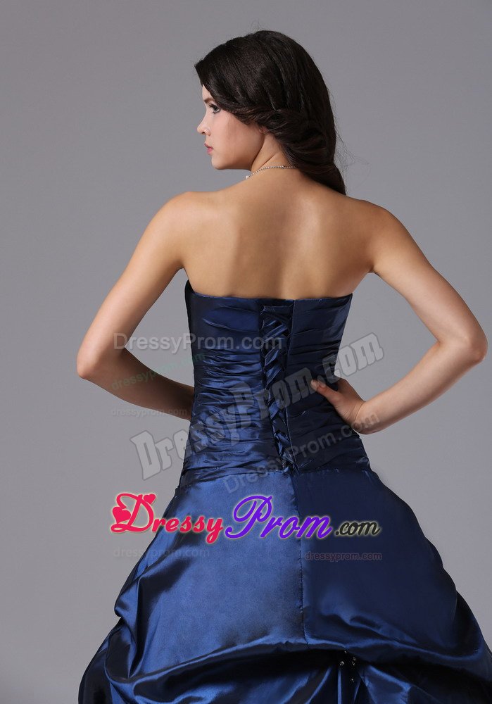 Beading Strapless Navy Blue Pick-ups Formal Dresses 2013