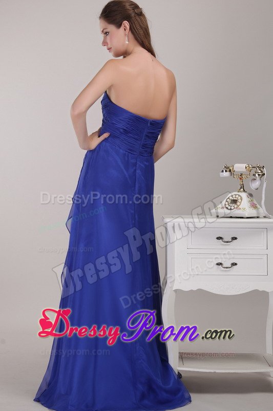 Ruching Sweetheart Royal Blue Empire Floor-length Prom Dress