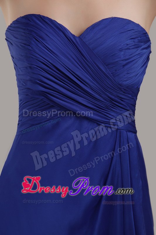 Ruching Sweetheart Royal Blue Empire Floor-length Prom Dress