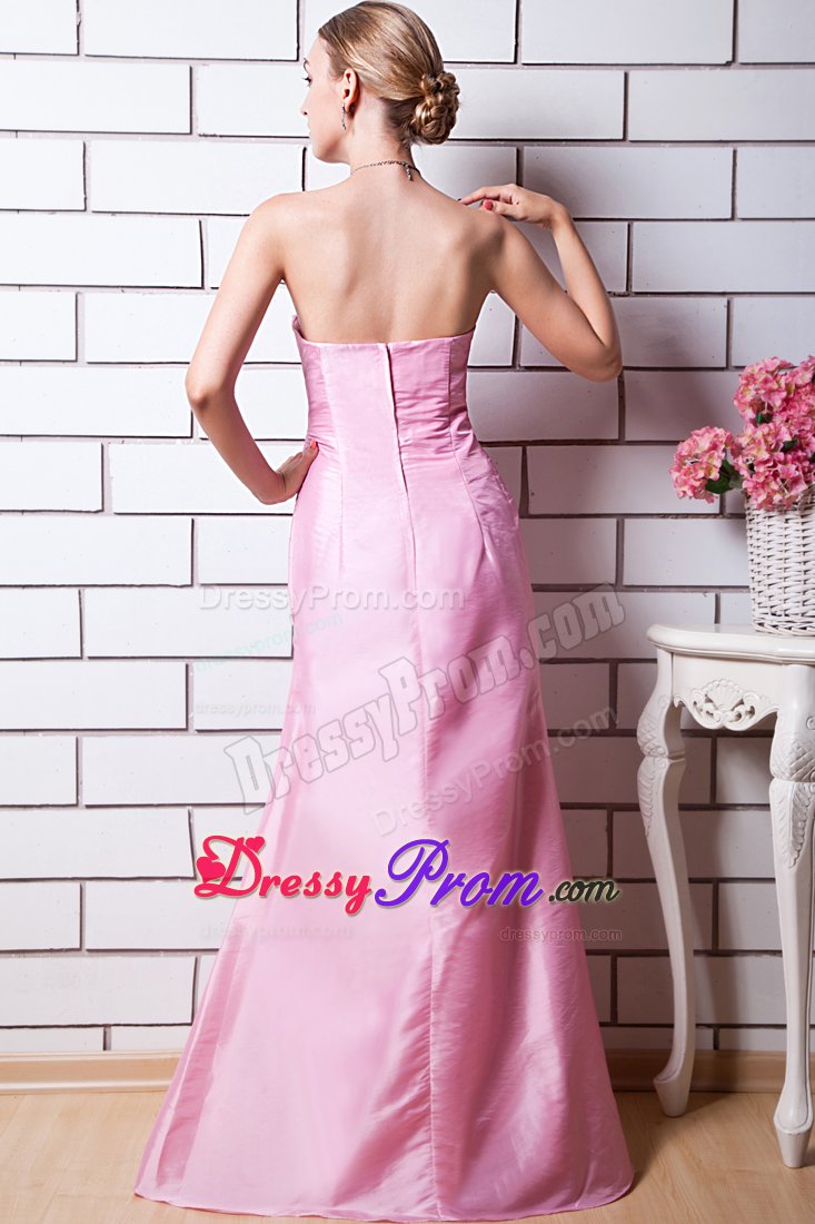 Baby Pink Column Sweetheart Beading Prom Dress Floor-length