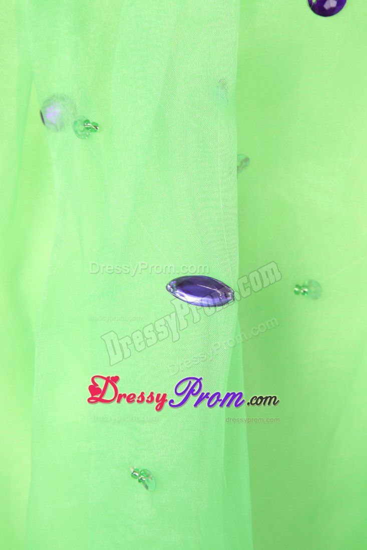 Spring Green A-line Halter Beading Floor-length Formal Dresses