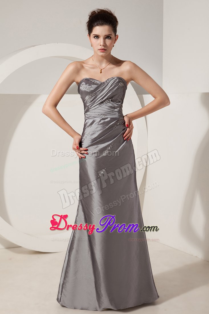 Grey Prom Homecoming Dress Column Beading Sweetheart