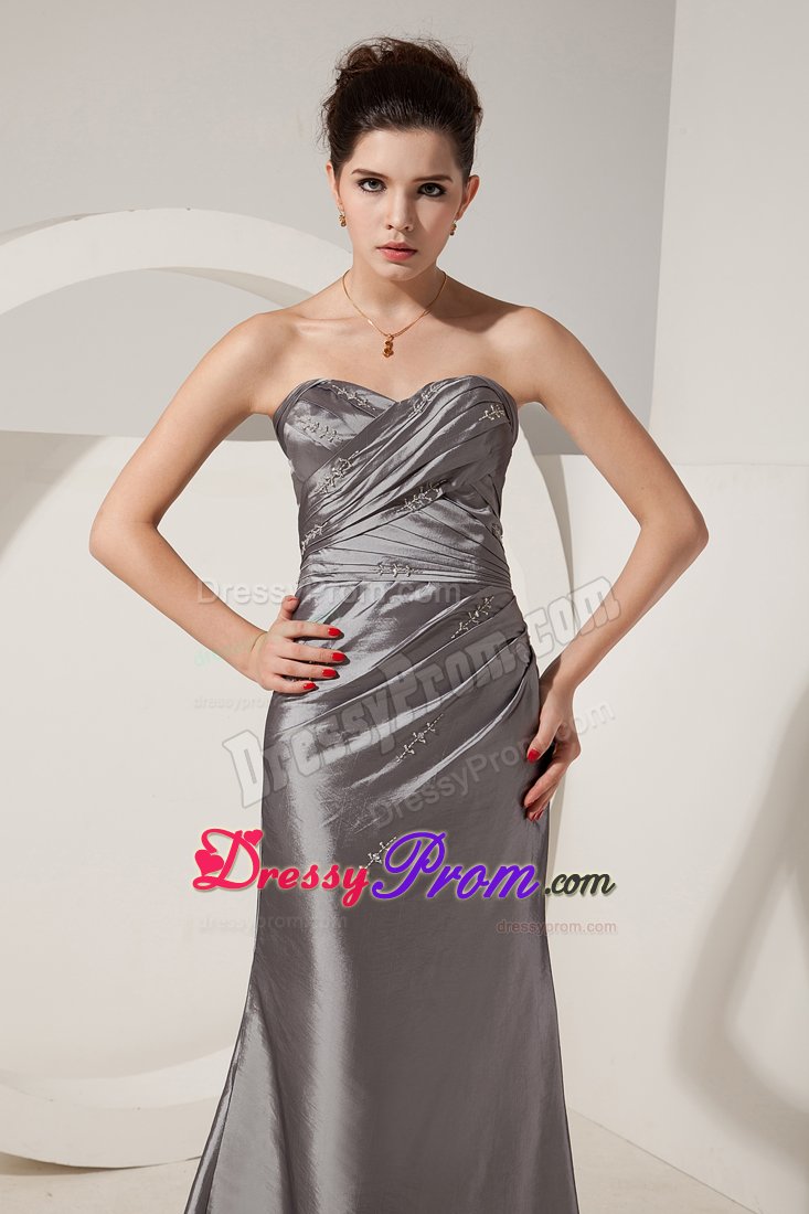 Grey Prom Homecoming Dress Column Beading Sweetheart