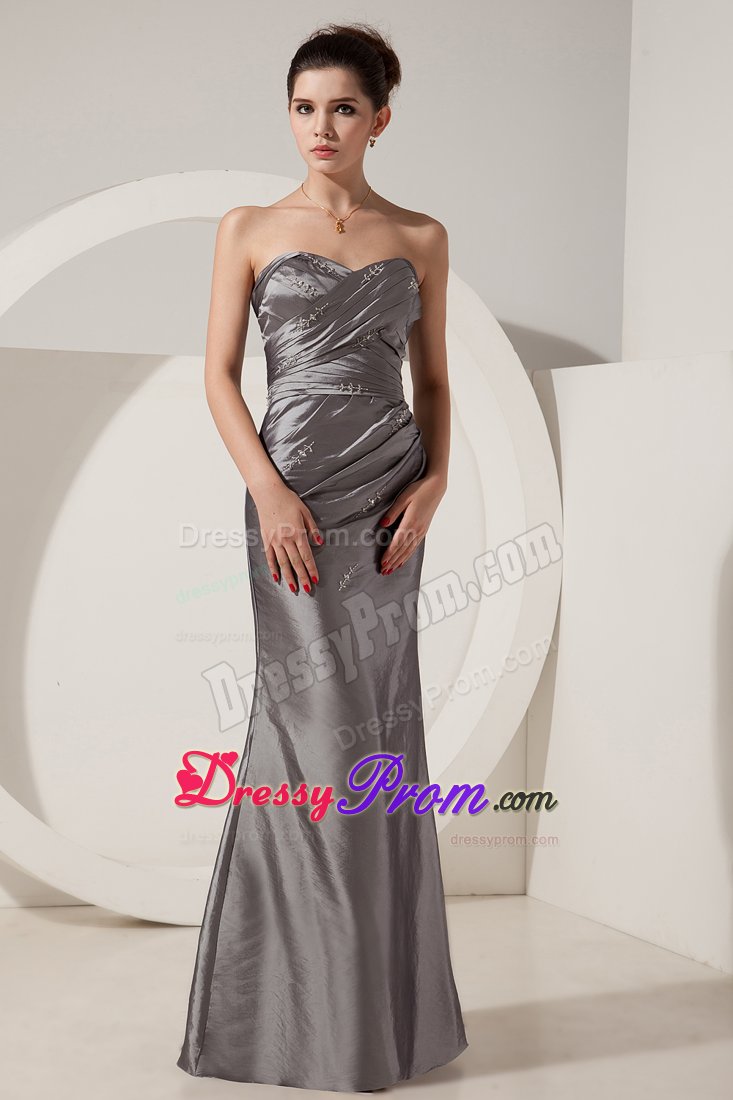 Grey Prom Homecoming Dress Column Beading Sweetheart