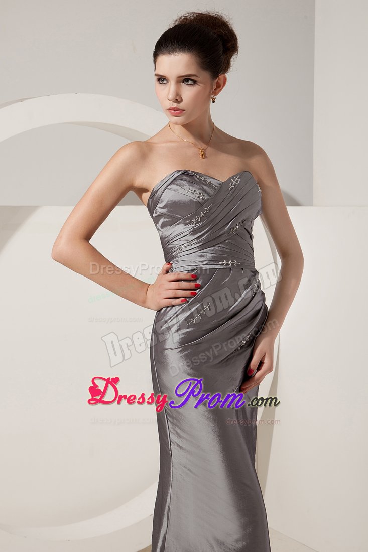 Grey Prom Homecoming Dress Column Beading Sweetheart