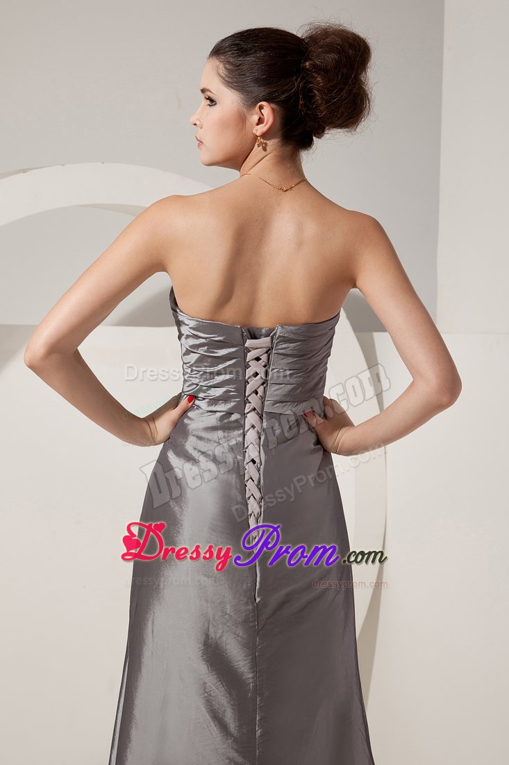 Grey Prom Homecoming Dress Column Beading Sweetheart