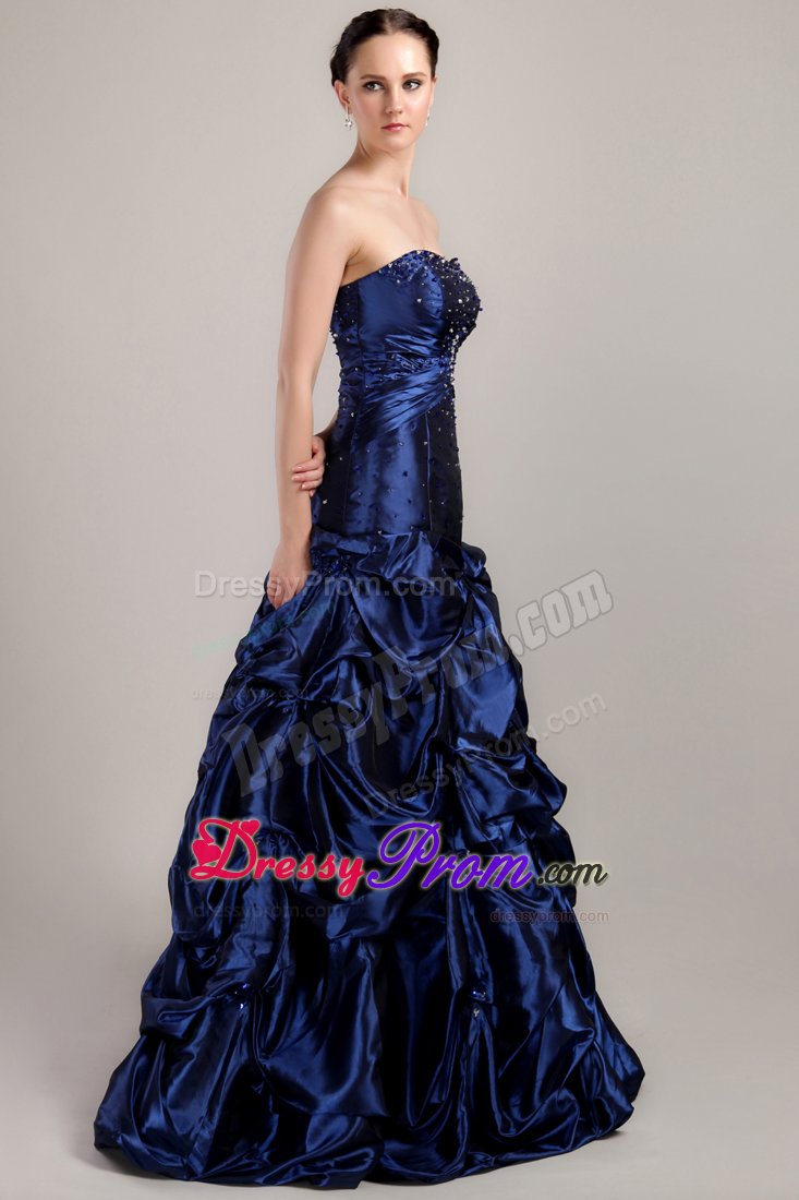 Sweetheart Navy Blue A-line Pick-ups Prom Formal Dress