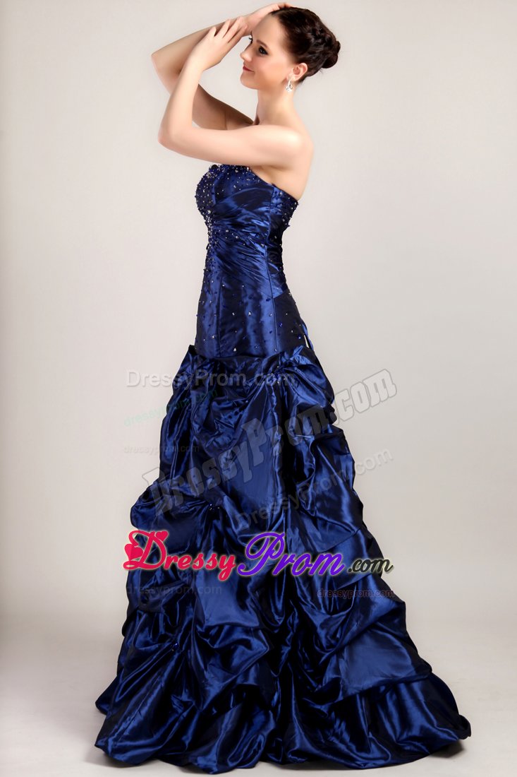 Sweetheart Navy Blue A-line Pick-ups Prom Formal Dress