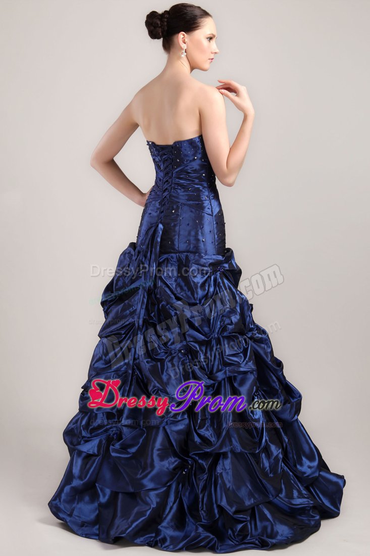 Sweetheart Navy Blue A-line Pick-ups Prom Formal Dress